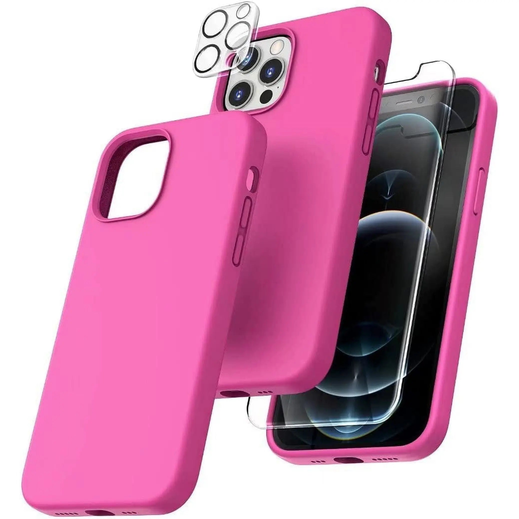 Entronix Apple iPhone 13 Pro 3-in-1 Bundle - Liquid Silicone Case, 1 Clear Screen Protector & Camera Lens Protector, - Entro Retail