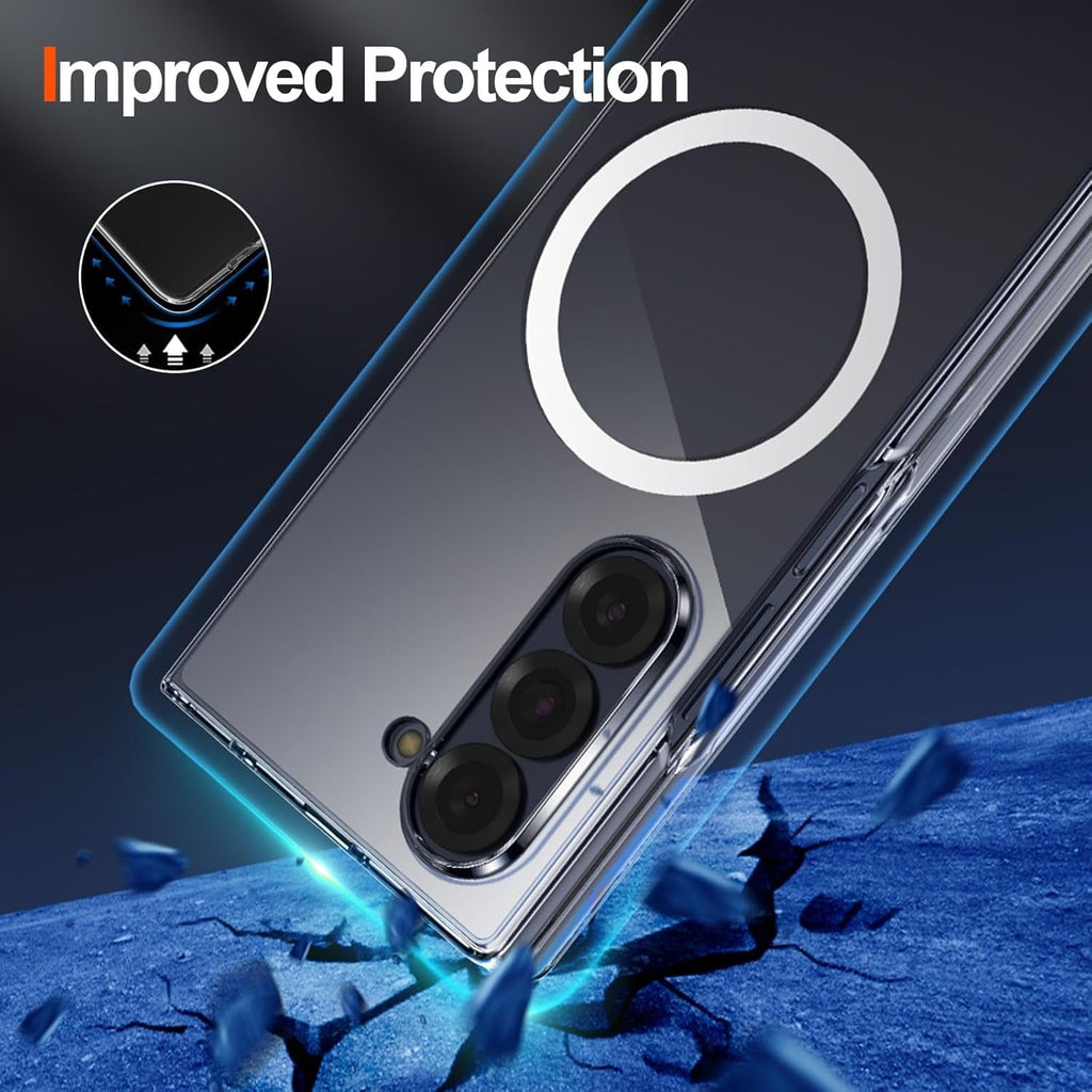 Entronix [Magnetic] Case Compatible with Galaxy Z Fold 7 - [Hard Back] Slim Clear