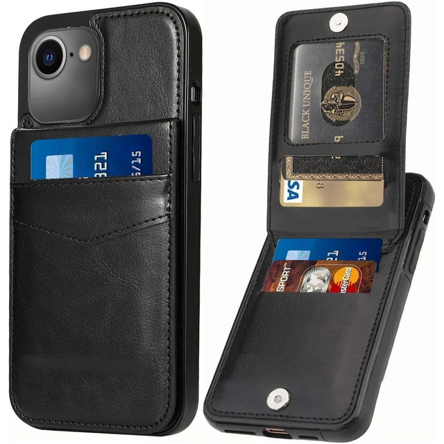 Entronix Case Compatible with iPhone 16E - [6 Slot Card Holder] Slim Leather Wallet