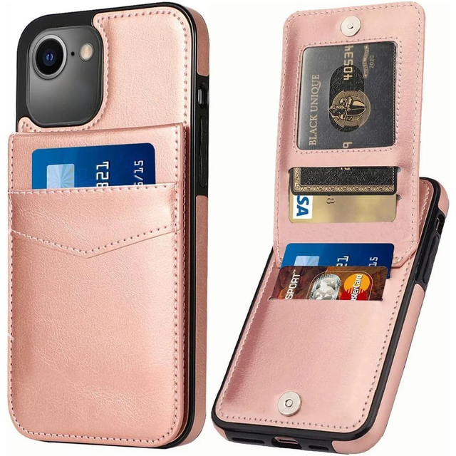 Entronix Case Compatible with iPhone 16E - [6 Slot Card Holder] Slim Leather Wallet