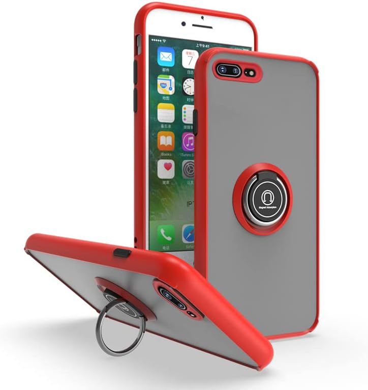 Entronix Matte Ring Case for Apple iPhone 8 Plus/7 Plus, Slim Matte Cover with Built-In Kickstand, - Entro Retail