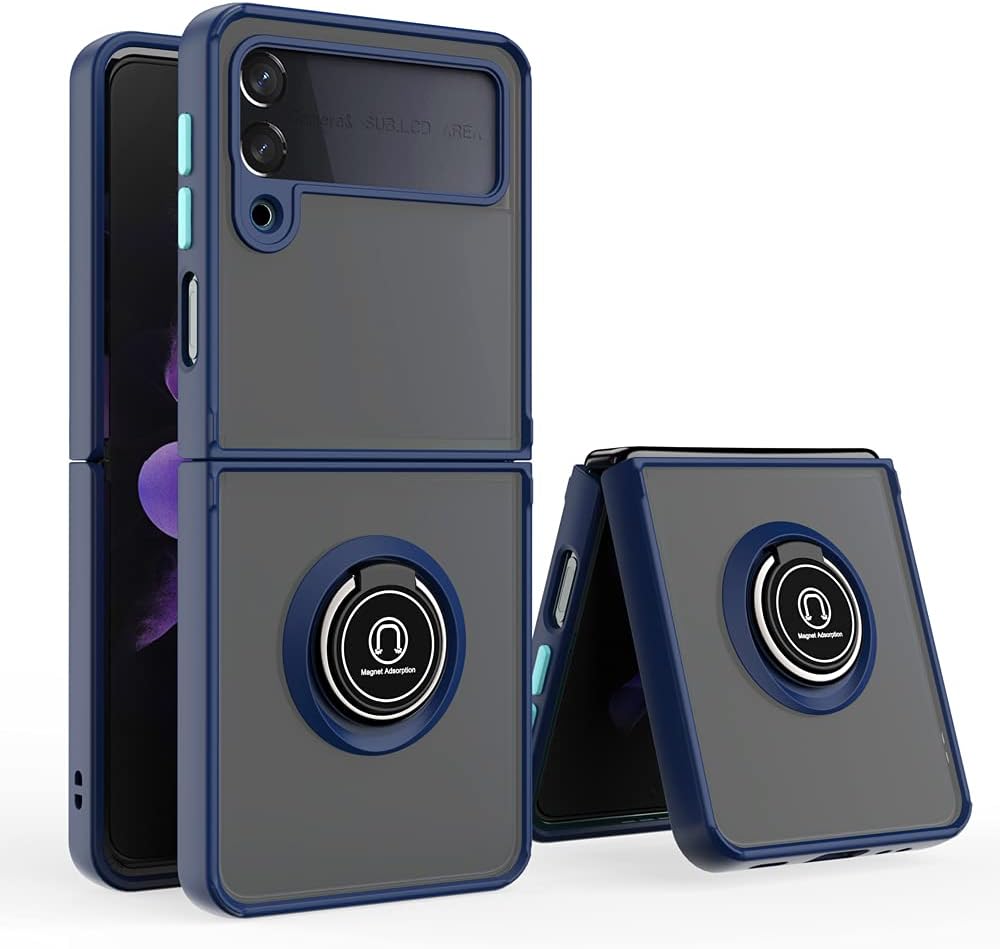 Entronix Matte Ring Case for Samsung Galaxy Z Flip 4, Slim Matte Cover with Built-In Kickstand, - Entro Retail
