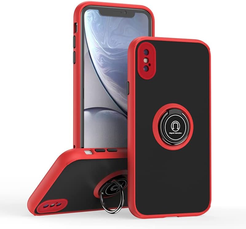 Entronix Matte Ring Case for Apple iPhone X/XS, Slim Matte Cover with Built-In Kickstand, - Entro Retail