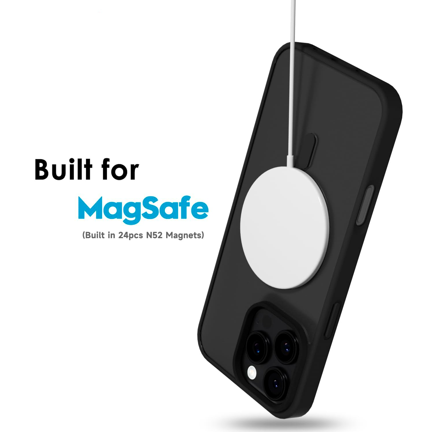 Entronix [Magnetic] Case Compatible with iPhone 12/12 Pro - [Clear Back] Soft Matte Frame