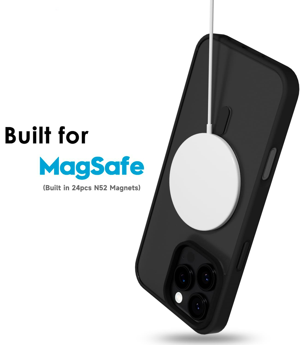 Entronix [Magnetic] Case Compatible with iPhone 12 Pro Max - [Clear Back] Soft Matte Frame