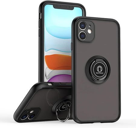 Entronix Matte Ring Case for Apple iPhone 12/12 Pro, Slim Matte Cover with Built-In Kickstand, - Entro Retail