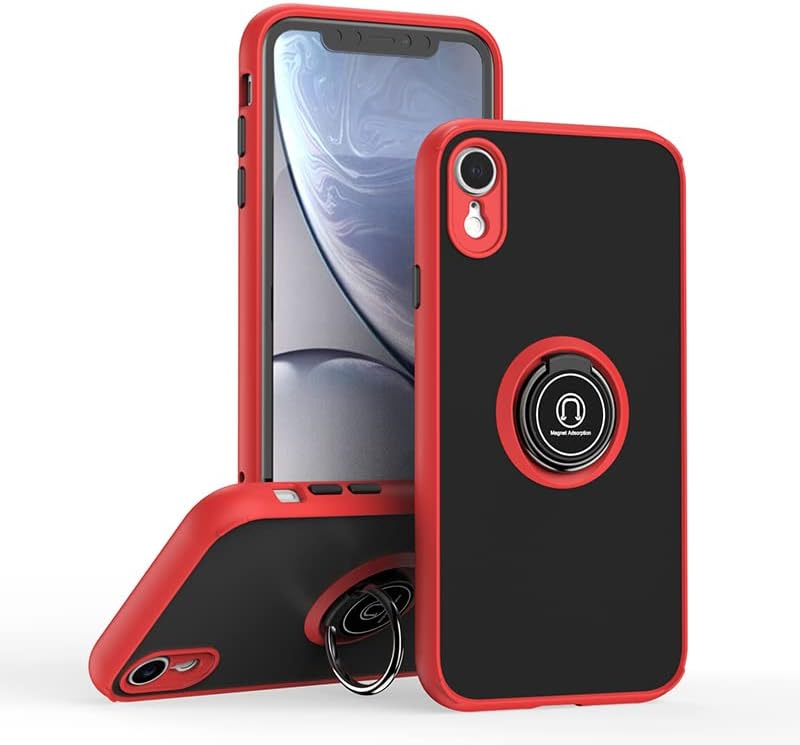 Entronix Matte Ring Case for Apple iPhone XR, Slim Matte Cover with Built-In Kickstand, - Entro Retail