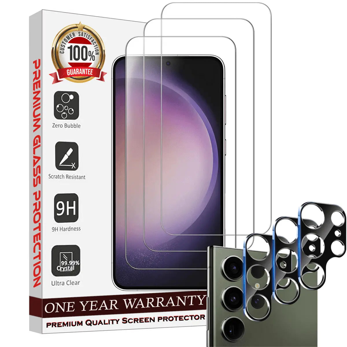 Entronix Case Screen Protector Bundle with Camera Cover for Samsung Galaxy S22 Ultra Clear Built Anti Scratch, Bubble Free Easy Install, 3 PACK - Entro Retail