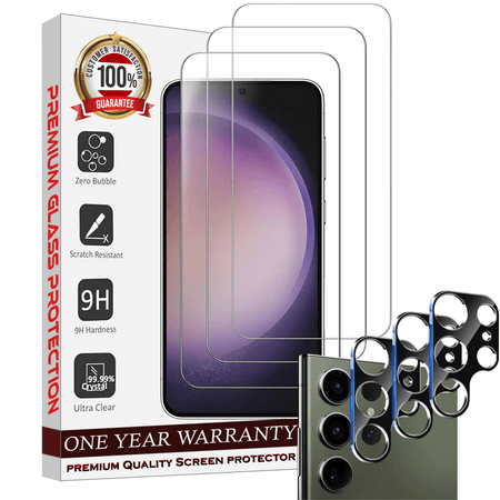 Entronix Case Screen Protector Bundle with Camera Cover for Samsung Galaxy S24 Ultra Clear Built Anti Scratch, Bubble Free Easy Install, 3 PACK - Entro Retail