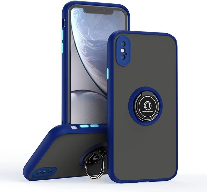 Entronix Matte Ring Case for Apple iPhone X/XS, Slim Matte Cover with Built-In Kickstand, - Entro Retail