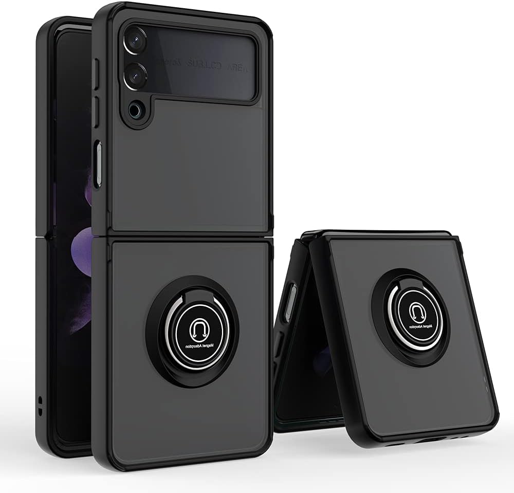 Entronix Matte Ring Case for Samsung Galaxy Z Flip 3, Slim Matte Cover with Built-In Kickstand, - Entro Retail