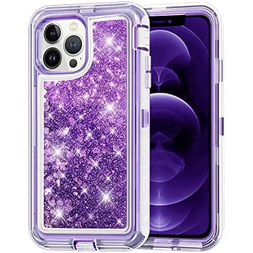 Entronix Heavy Duty Glitter Case for Apple iPhone 12, Triple-Layer & Full Protection, - Entro Retail