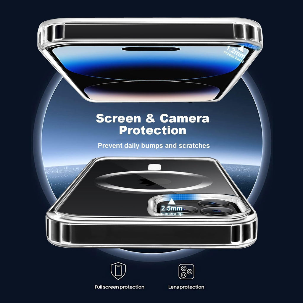 Entronix Bundle Compatible with iPhone 16 Pro Max - [Magnetic] Clear Case, 2 Clear Screen Protectors & 1 Metallic Camera Lens Protector