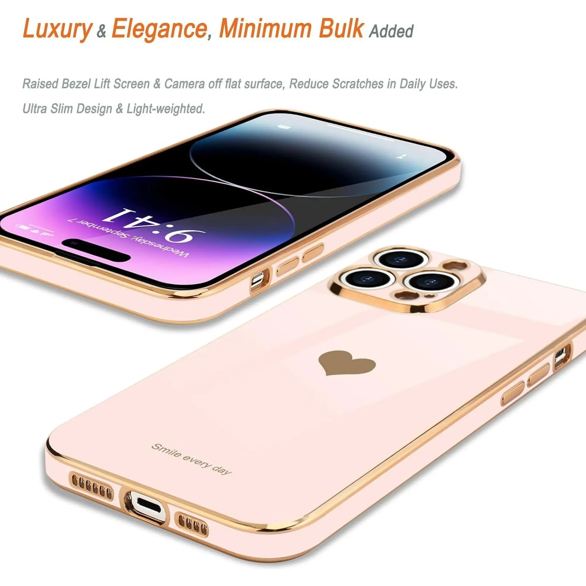 Entronix Apple iPhone 15/14/13 Case - [Smile Everyday] Luxury Heart, - Entronix