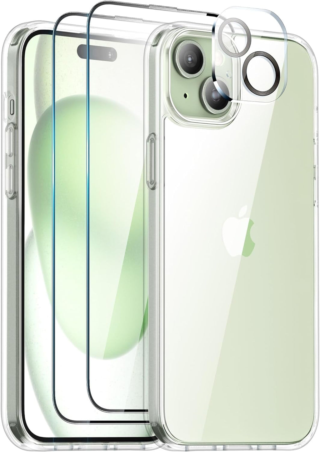 Entronix Case Heavy Duty Transparent Case for Apple iPhone 15 Plus Clear with 2 Screen Protector and 1 Camera Lens, Shockproof Dropproof Slim Case - Entro Retail