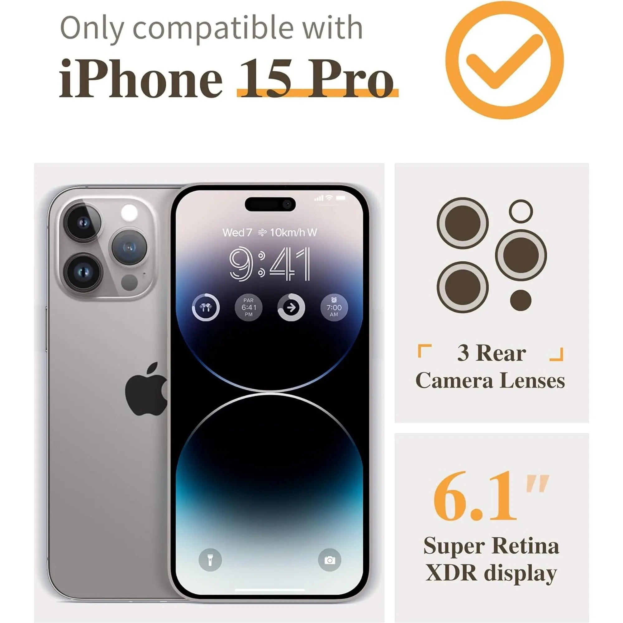 Entronix Bundle Compatible with iPhone 15 Pro - [Flexible] Glossy Heart Case & 2 Clear Screen Protectors - Entronix