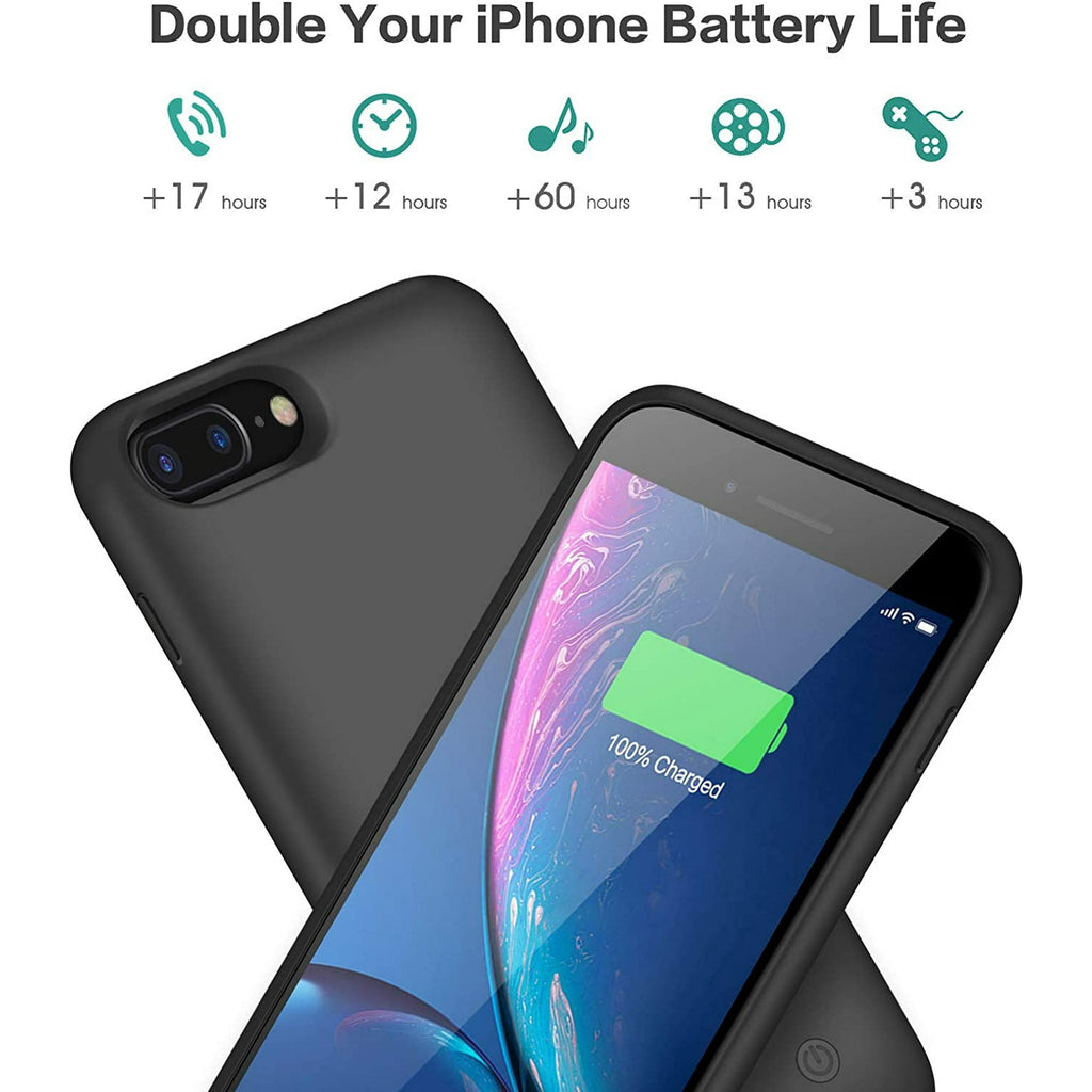 Entronix Case Compatible with iPhone 8 Plus/7 Plus - [6000mAh] Charging Powerbank Cover