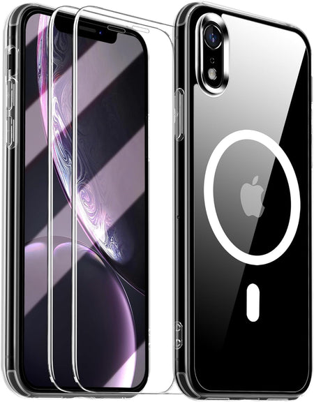 Entronix Case Magnetic Clear Case Designed for Apple iPhone Xr with 2 Tempered Glass, Shockproof Transparent Crystal Cover - Entro Retail