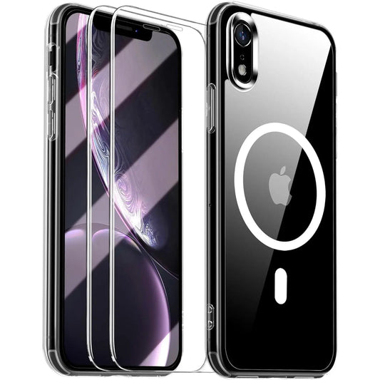 Entronix Case Magnetic Clear Case Designed for Apple iPhone Xr with 2 Tempered Glass, Shockproof Transparent Crystal Cover - Entro Retail