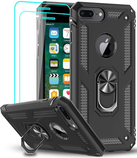 Entronix Apple iPhone 8 Plus/7 Plus Case - Guard Ring Holder & 2 Clear Screen Protectors - Entro Retail