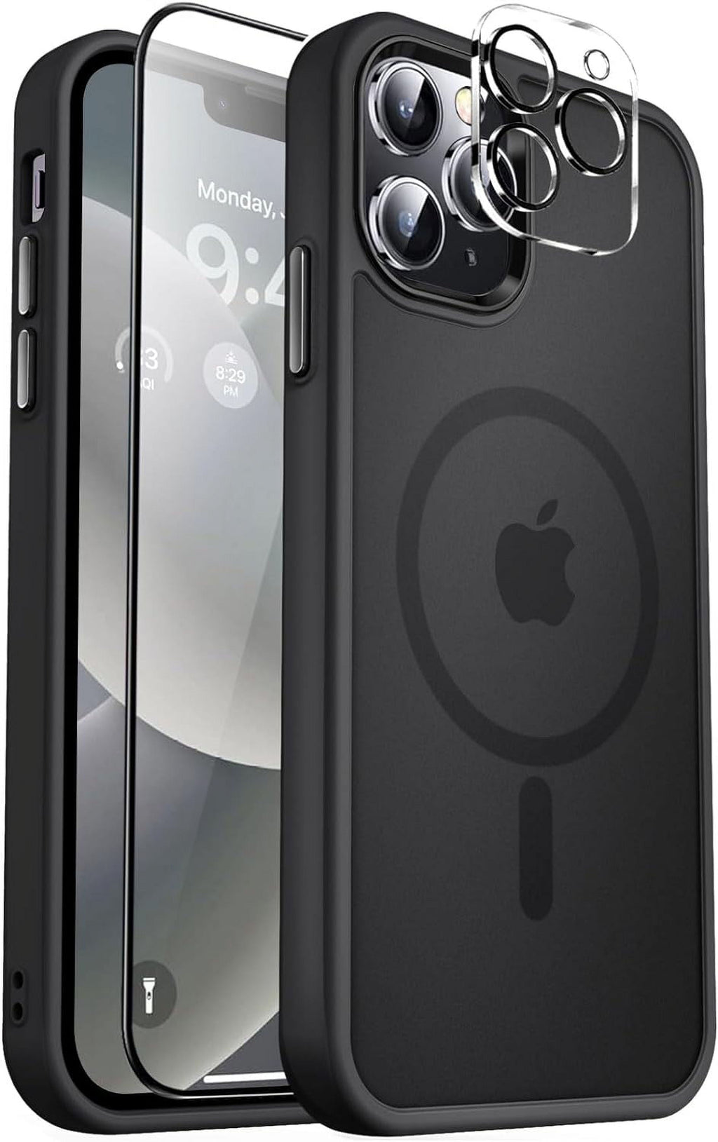 Entronix Apple iPhone 12 Pro 3-in-1 Bundle - [Magnetic] Translucent Matte Case, 1 Clear Screen Protector & 1 Camera Lens Protector, - Entro Retail