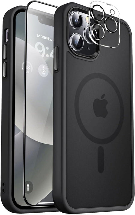 Entronix Apple iPhone 12 Pro 3-in-1 Bundle - [Magnetic] Translucent Matte Case, 1 Clear Screen Protector & 1 Camera Lens Protector, - Entro Retail