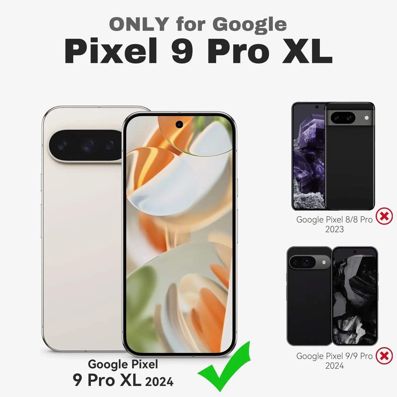 Entronix Bundle Compatible with Pixel 9 Pro XL - Clear Case & 2 Clear Screen Protectors - Entronix
