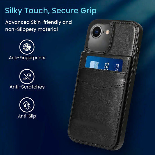 Entronix Case Compatible with iPhone 16E - [6 Slot Card Holder] Slim Leather Wallet - Entronix