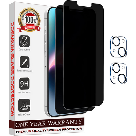 Entronix Case Screen Protector Bundle with Camera Cover Designed for Apple iPhone 13 Privacy 9H Hardness,Bubble Free Easy Install,2 PACK - Entro Retail