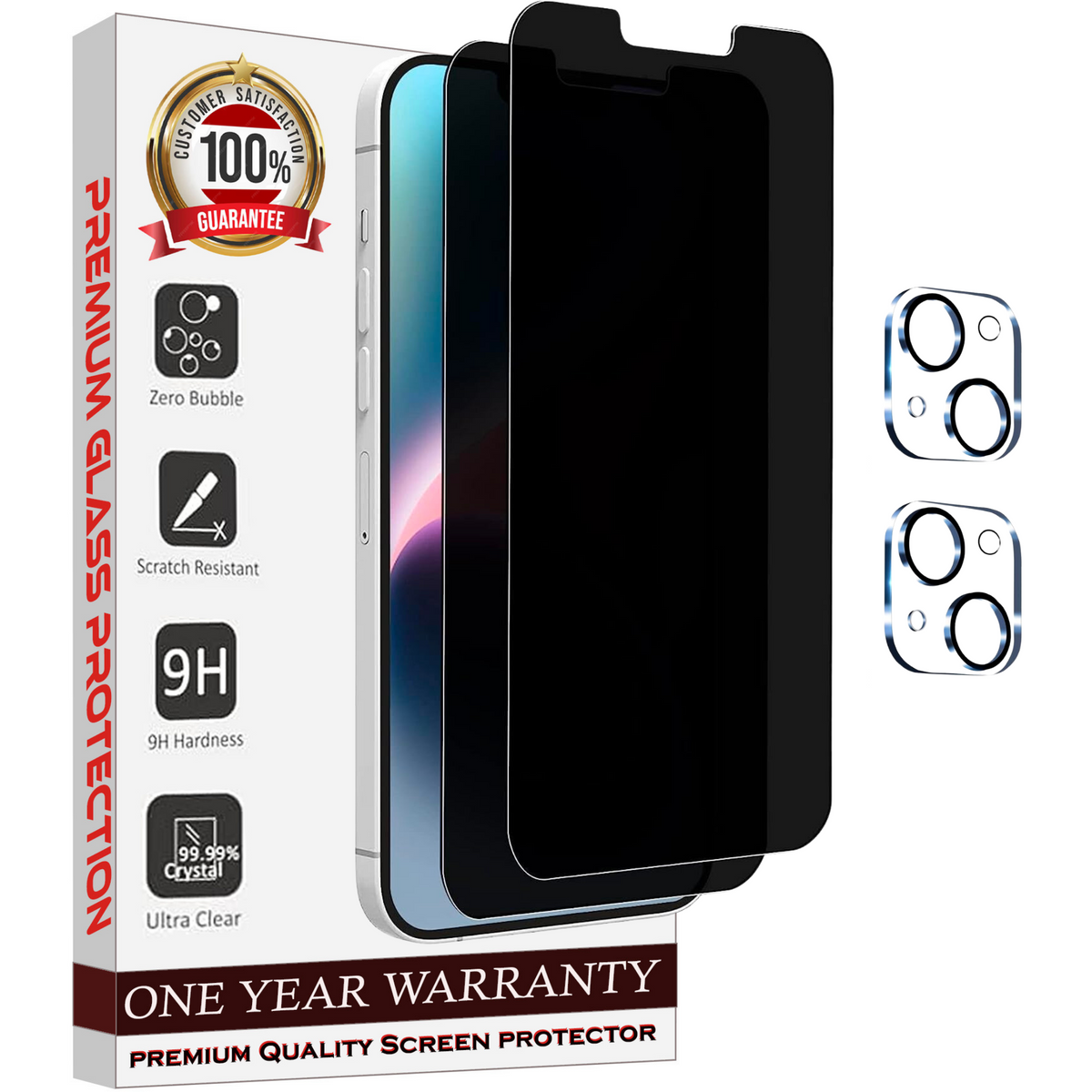 Entronix Case Screen Protector Bundle with Camera Cover Designed for Apple iPhone 14 Plus Privacy 9H Hardness,Bubble Free Easy Install,2 PACK - Entro Retail