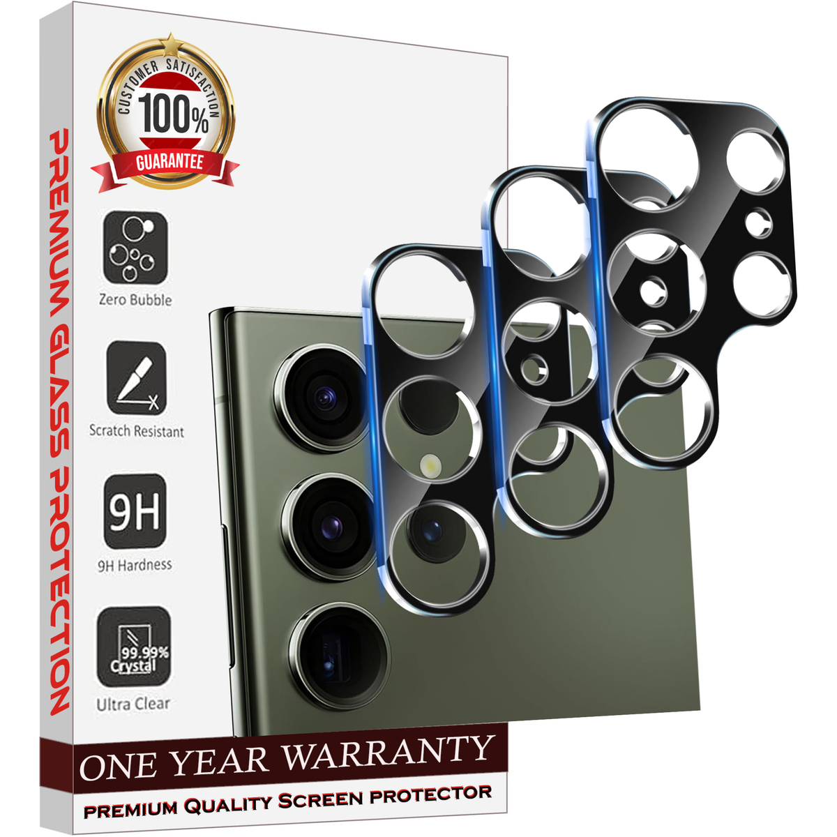 Entronix 3-Pack for Samsung Galaxy S24 Ultra, Clear Camera Lens Protector, Easy Installation - Entro Retail