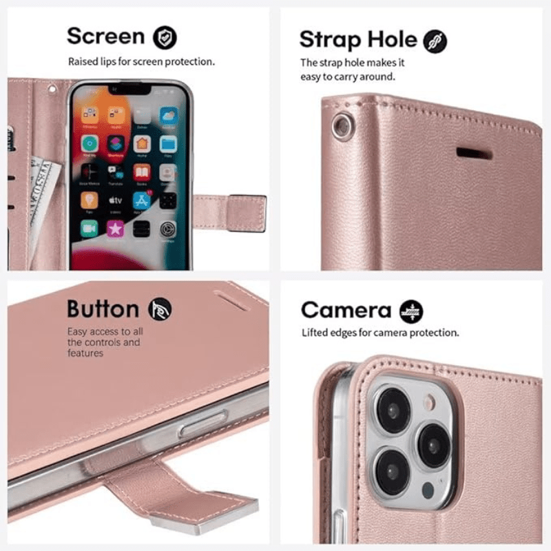 Entronix Case Compatible with Galaxy S24 Plus - Foldable Leather Wallet, Card Holder & Lanyard - Entronix