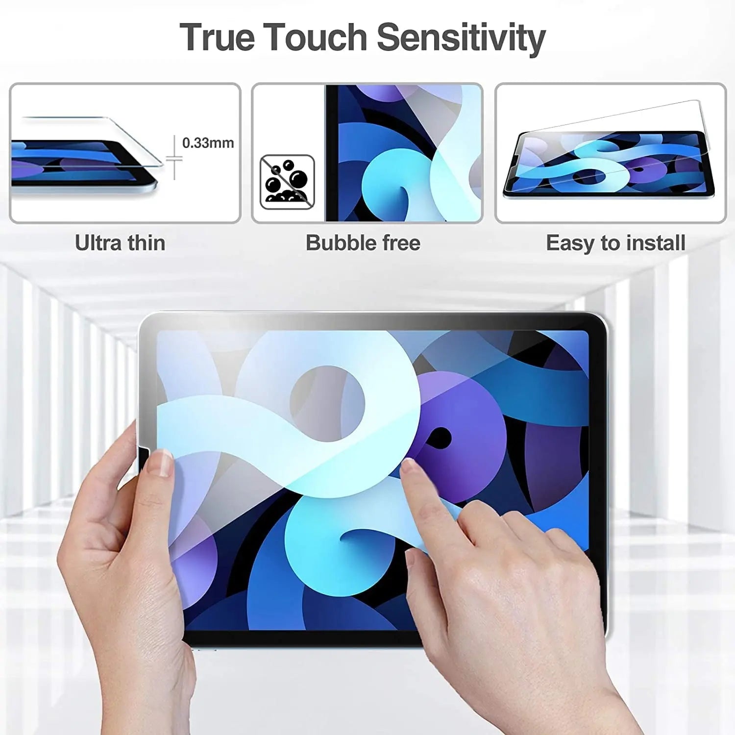 Entronix Clear Screen Protector Compatible with iPad Air 9.7" (2/1st Gen) - 3-Piece Combo - Entronix