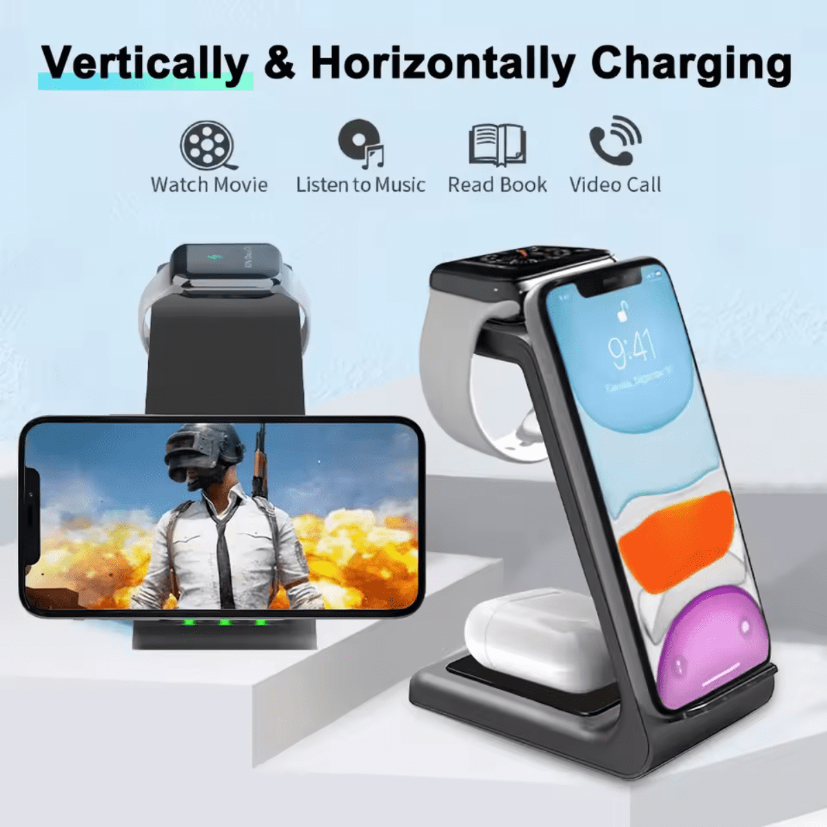 Entronix [3-in-1] Wireless Charging Dock - USB-C/iPhone/iWatch/AirPods
