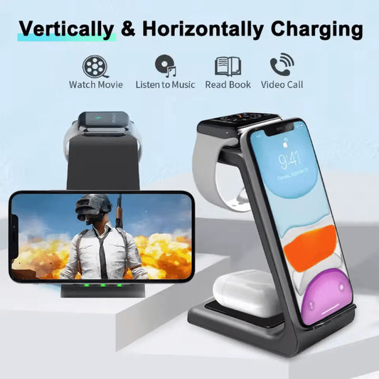 Entronix [3-in-1] Wireless Charging Dock - USB-C/iPhone/iWatch/AirPods - Entronix