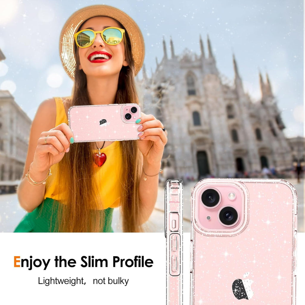 Entronix Case Compatible with iPhone 16E - [Hard Back] Glitter Clear