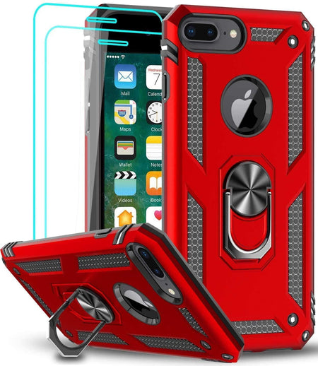 Entronix Apple iPhone 8 Plus/7 Plus Case - Guard Ring Holder & 2 Clear Screen Protectors - Entro Retail