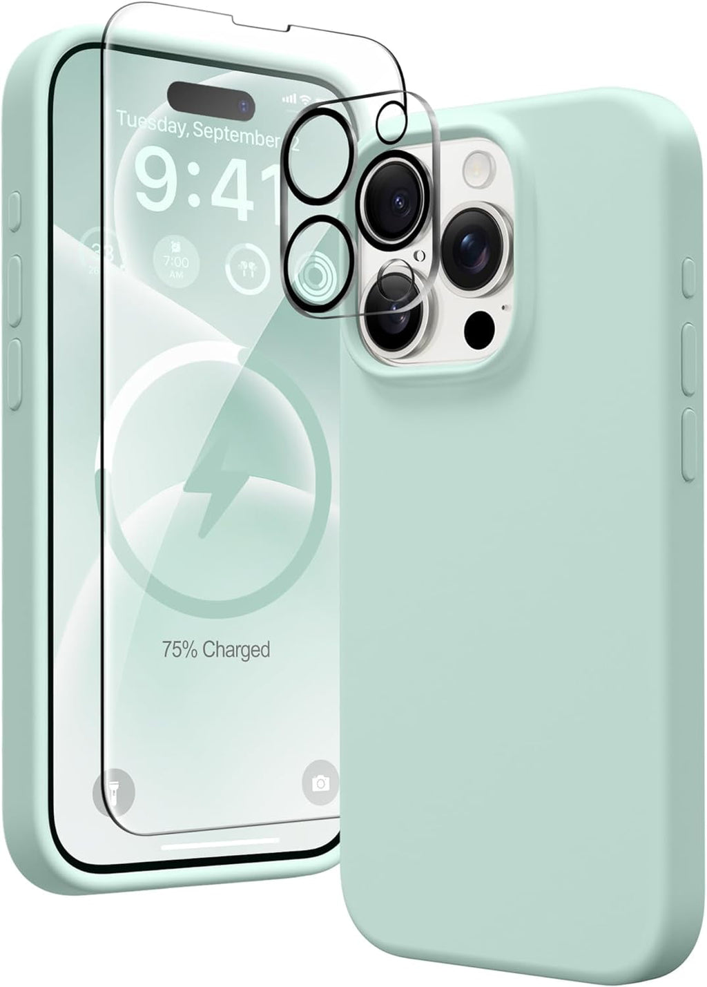 Entronix Apple iPhone 11 Pro Max 3-in-1 Bundle - Liquid Silicone Case, 1 Clear Screen Protector & 1 Camera Lens Protector, - Entro Retail