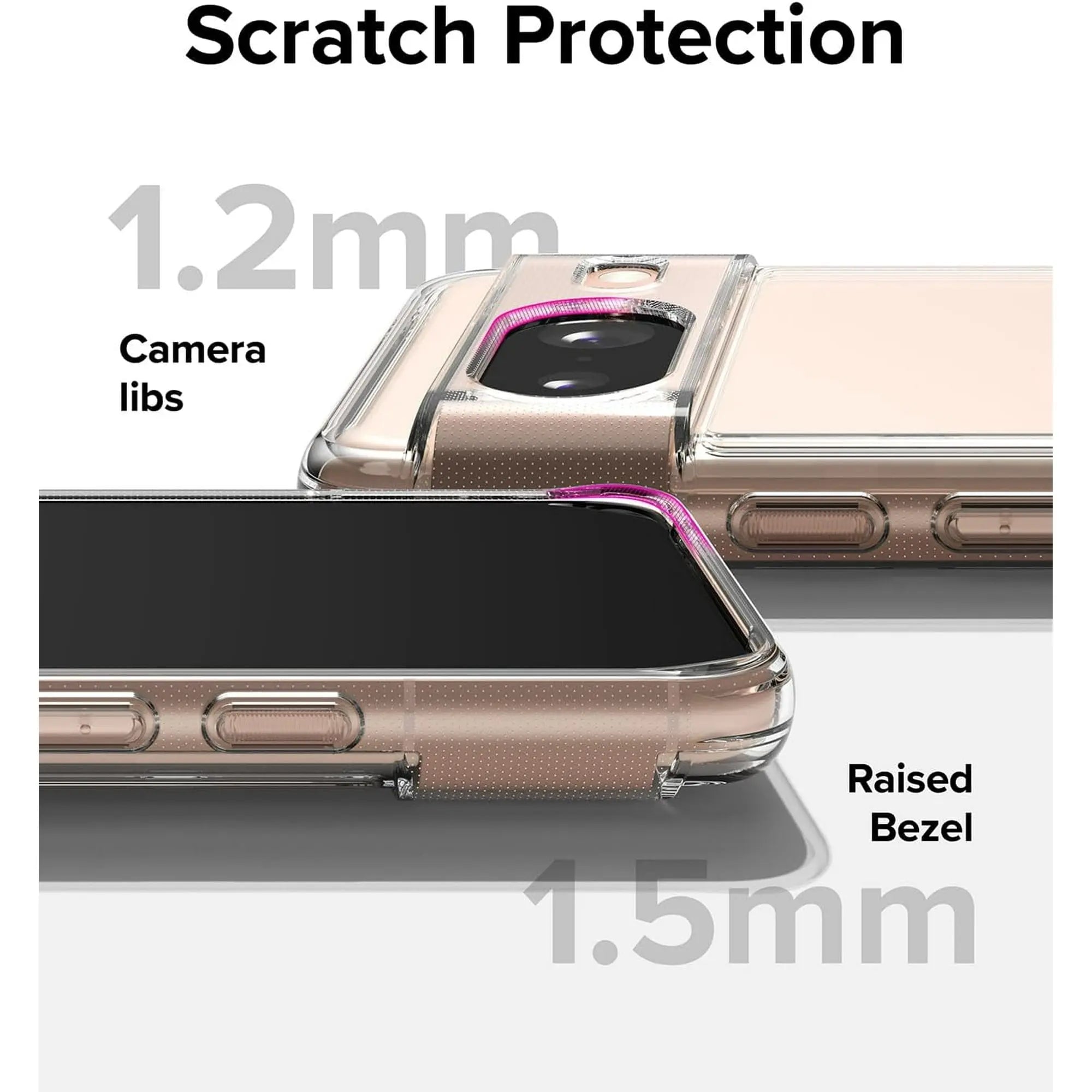 Entronix Bundle Compatible with Pixel 8 - Clear Case, 2 Clear Screen Protectors & 2 Camera Lens Protectors - Entronix