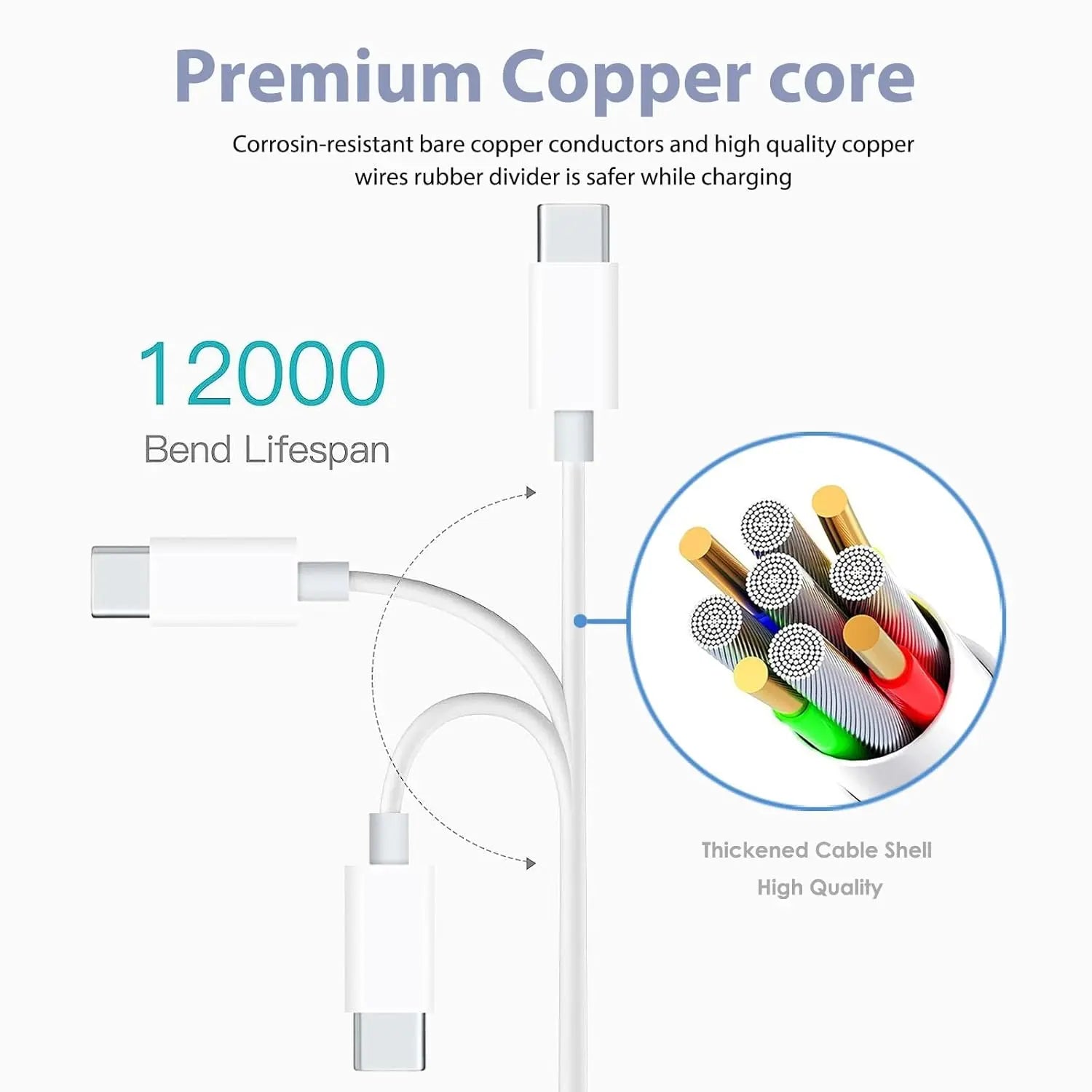 Entronix USB-A to Type-C Charger Cable - 3-Pack [6FT] USB-C Cable Compatible with Android - Entronix