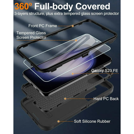 Entronix Bundle Compatible with Galaxy S25 Ultra - Heavy Duty Case & 2 Clear Screen Protectors - Entronix