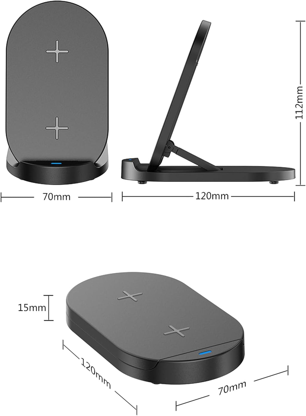 Entronix Wireless Fast Charging Stand Pad - USB-C/iPhone/Android