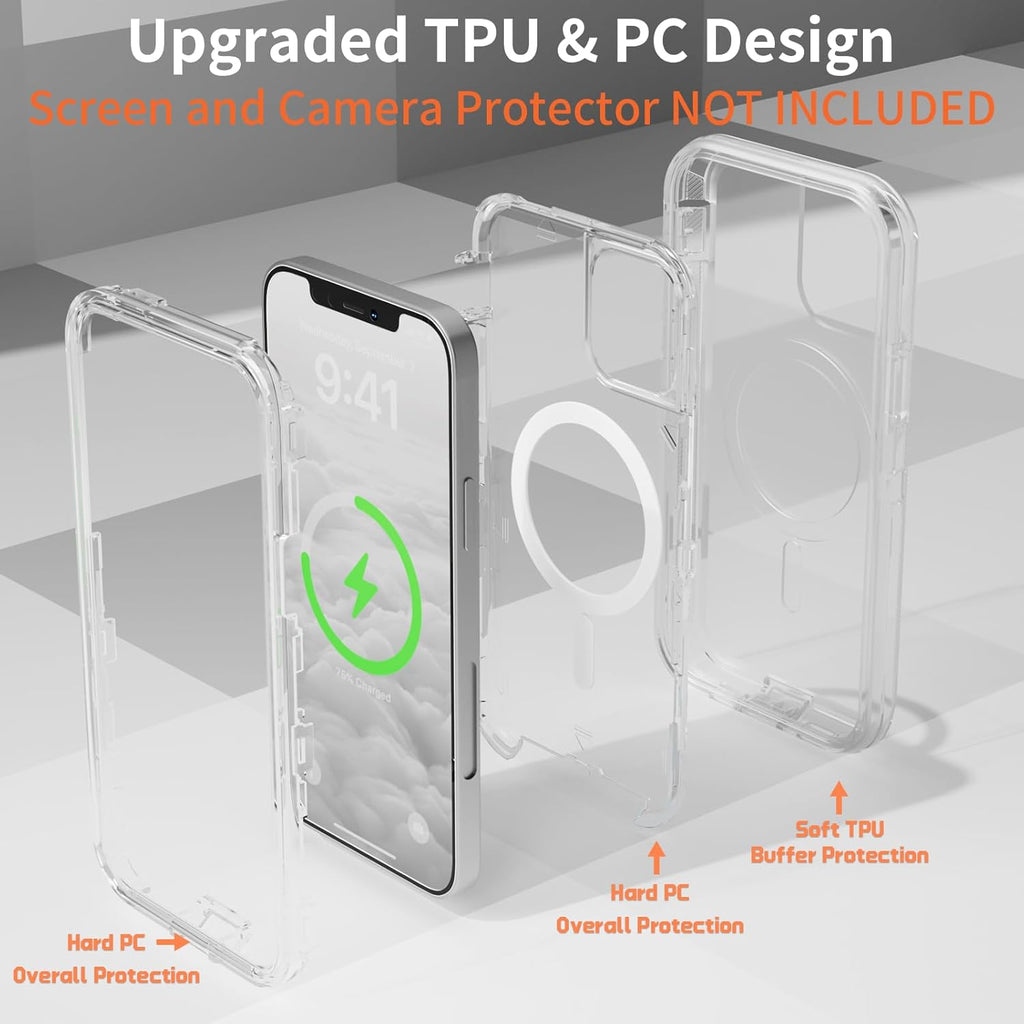 Entronix [Magnetic] Case Compatible with iPhone 13 Pro Max - [Clear] Triple-Layer Heavy Duty Protection