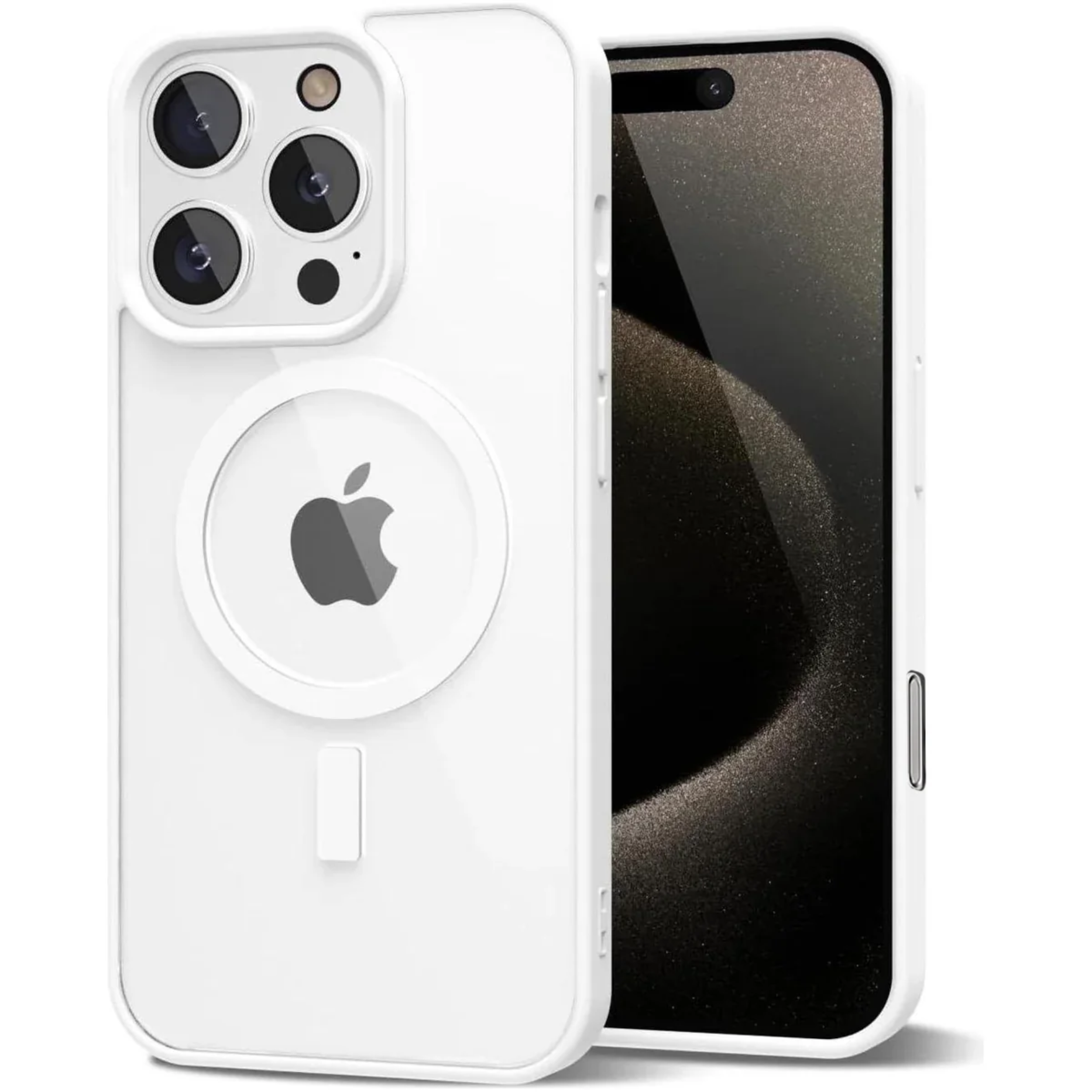 Entronix [Magnetic] Case Compatible with iPhone 12/12 Pro - [Clear Back] Soft Matte Frame