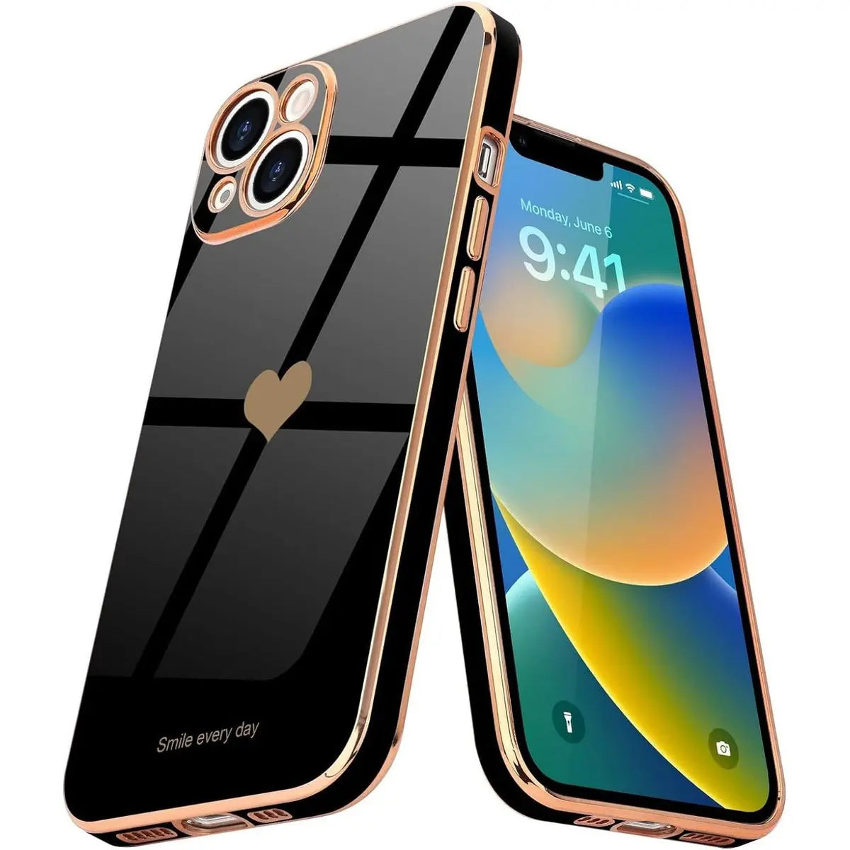 Entronix Apple iPhone 15/14/13 Case - [Smile Everyday] Luxury Heart, - Entronix