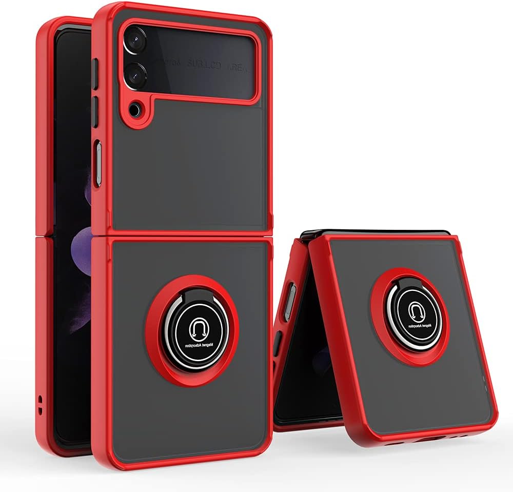 Entronix Matte Ring Case for Samsung Galaxy Z Flip 3, Slim Matte Cover with Built-In Kickstand, - Entro Retail