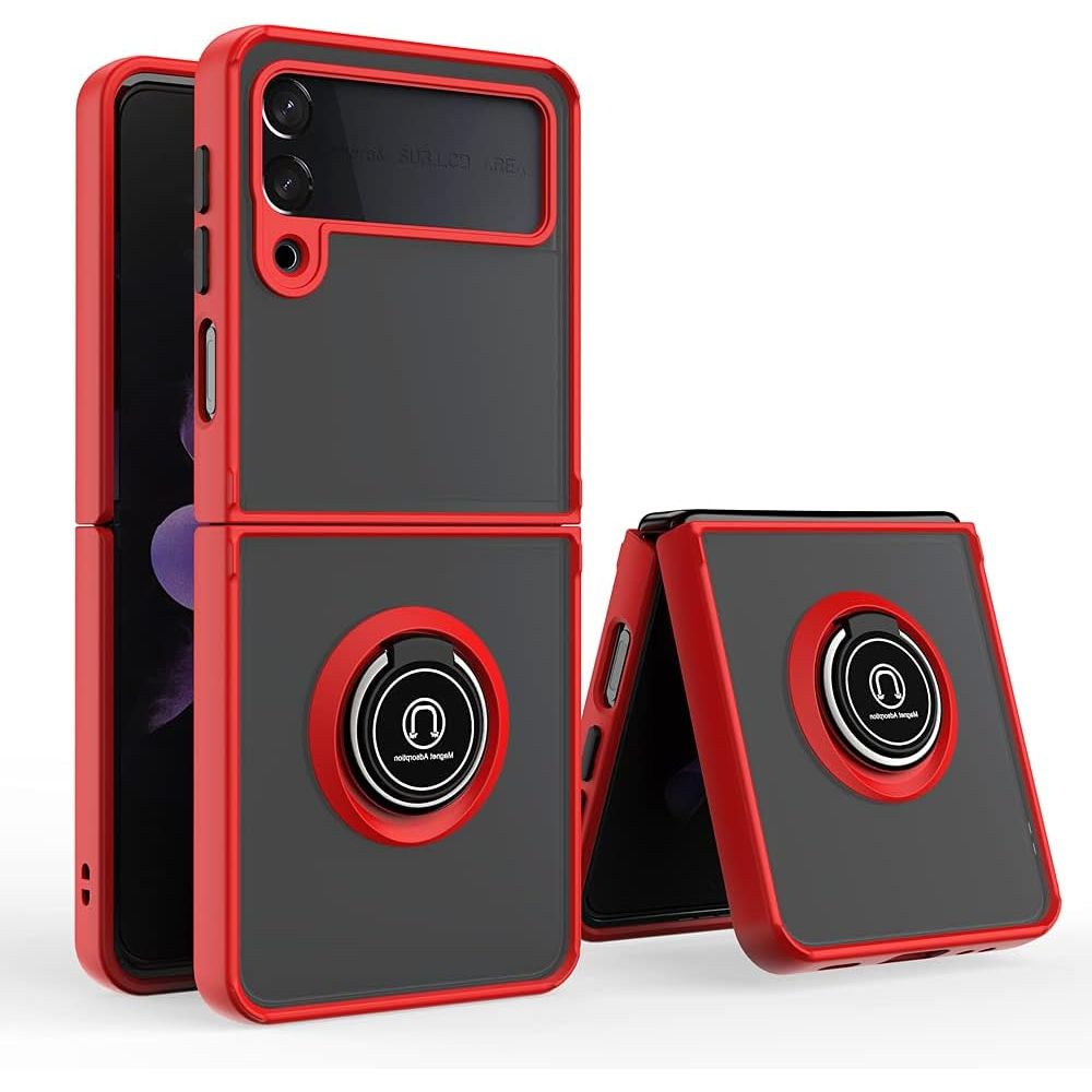 Entronix Matte Ring Case for Samsung Galaxy Z Flip 4, Slim Matte Cover with Built-In Kickstand, - Entro Retail