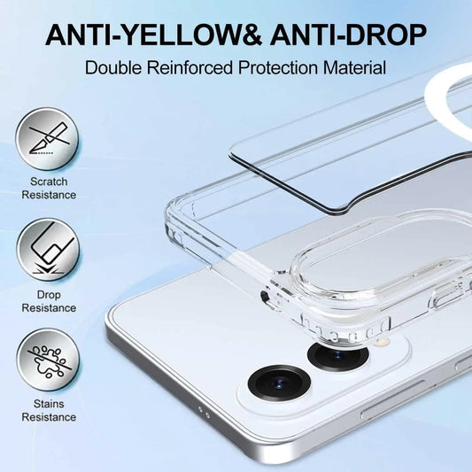 Entronix [Magnetic] Case Compatible with Galaxy S25 Edge - [Hard Back] Slim Clear - Entronix