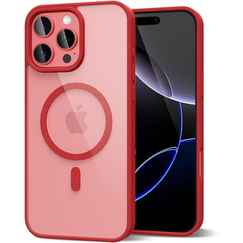 Entronix [Magnetic] Case Compatible with iPhone 12/12 Pro - [Clear Back] Soft Matte Frame