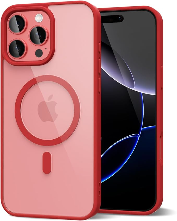 Entronix [Magnetic] Case Compatible with iPhone 12 Pro Max - [Clear Back] Soft Matte Frame